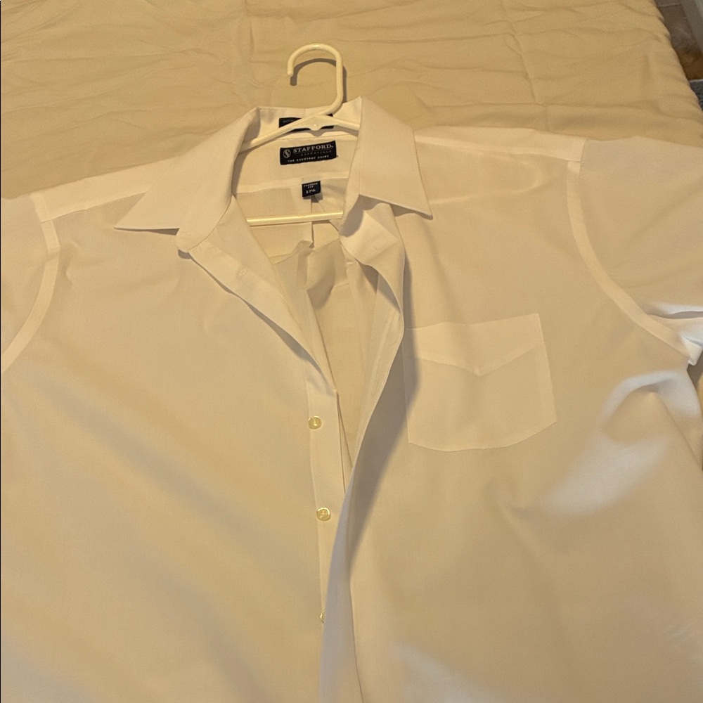 Stafford Casual White Button Down Shirt